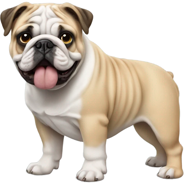 english bulldog and pug being friends emoji