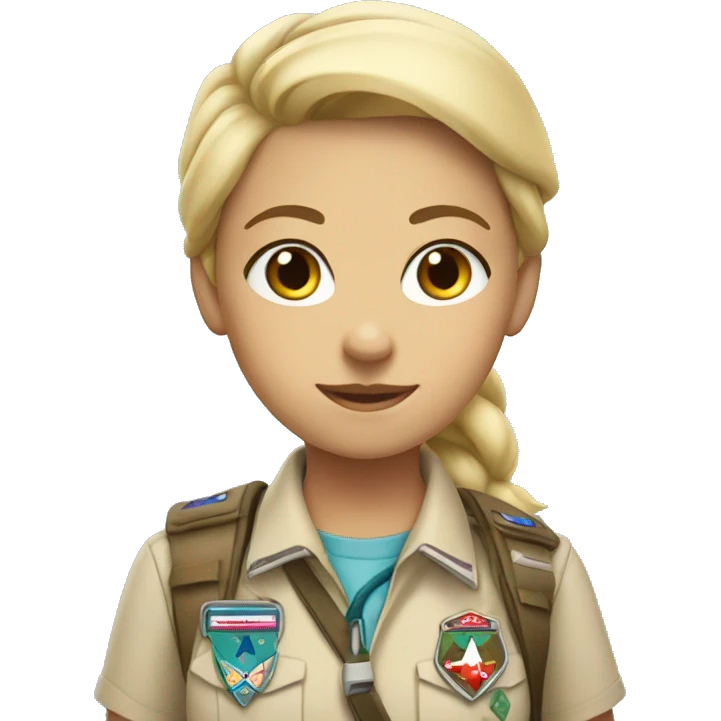 white scout girl with badges emoji