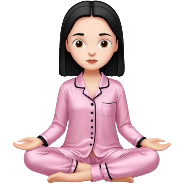 Full moon Wednesday Addams in a Light pink silk pyjamas set emoji