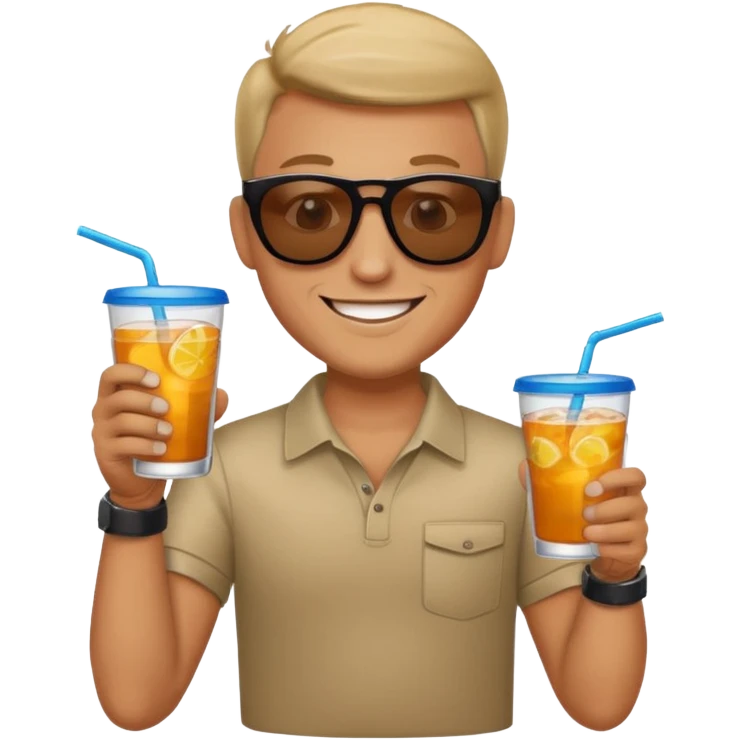 tatoo guy drink holders with sunglass emoji