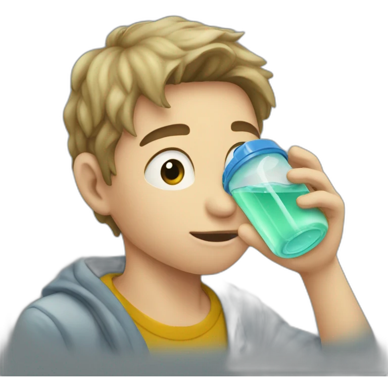 young man drinking chernobyl water emoji