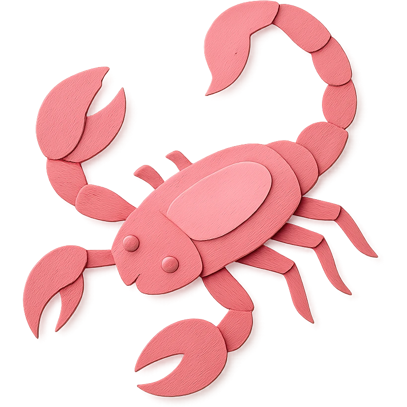 pink scorpion in paper craft style emoji