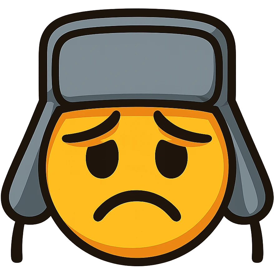 skuf emoji, cartoon style, gray ushanka hat, slightly sad expression emoji