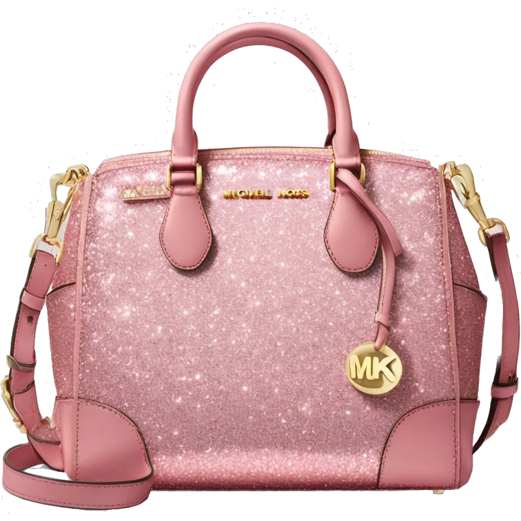 Realistic rose pink glitter michael kors satchel purse. emoji