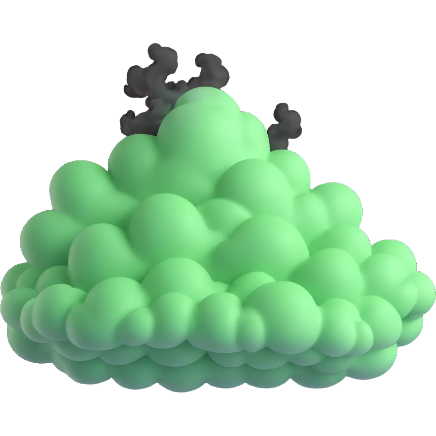 rising cloud of green smoke after explosion emoji