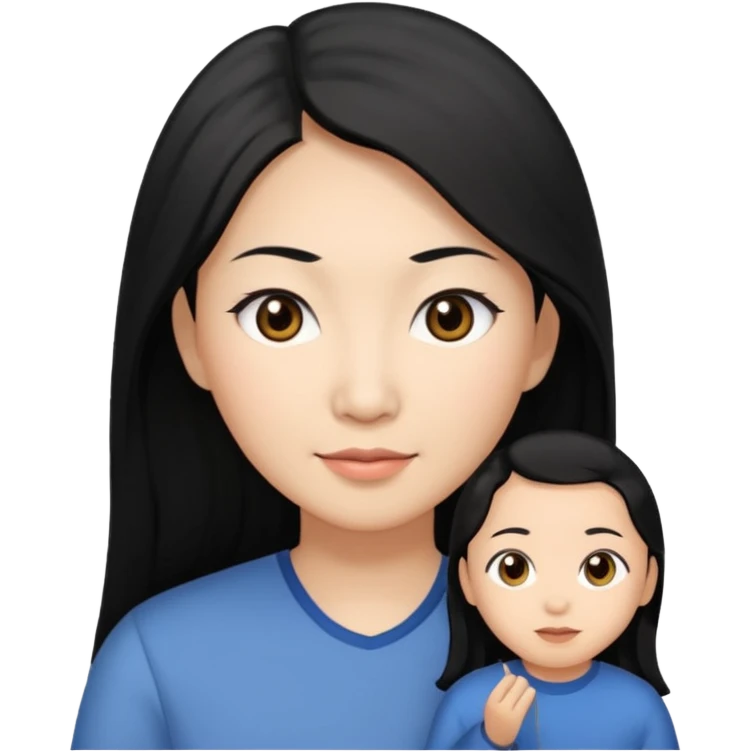 asian mom with long black hair and big brown eyes emoji emoji