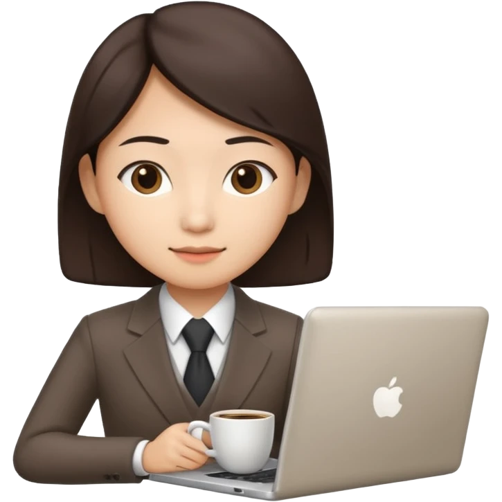 business person emoji, Asian person with a laptop and coffee emoji