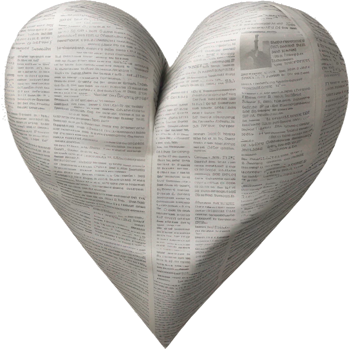 newspaper print heart emoji