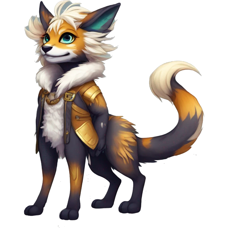 Cool cute Kawaii edgy fantasy shiny animal  fursona Fionbri vernid by griffsnuff & LiLaiRa & Falvie full body emoji