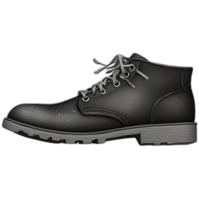 Old broken black shoes in bad quality graphic in pixels emoji