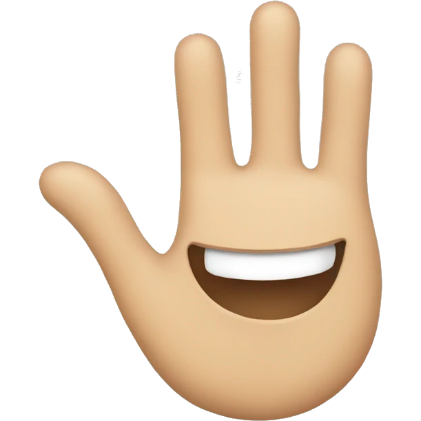Smile with a hand at the bottom emoji