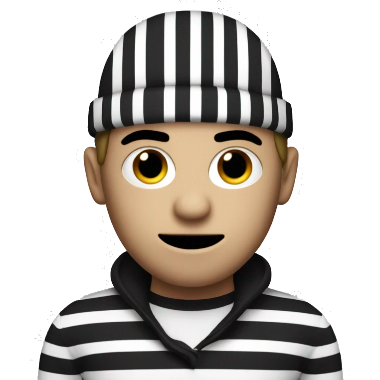 Robber in black and white stripe with black skin emoji