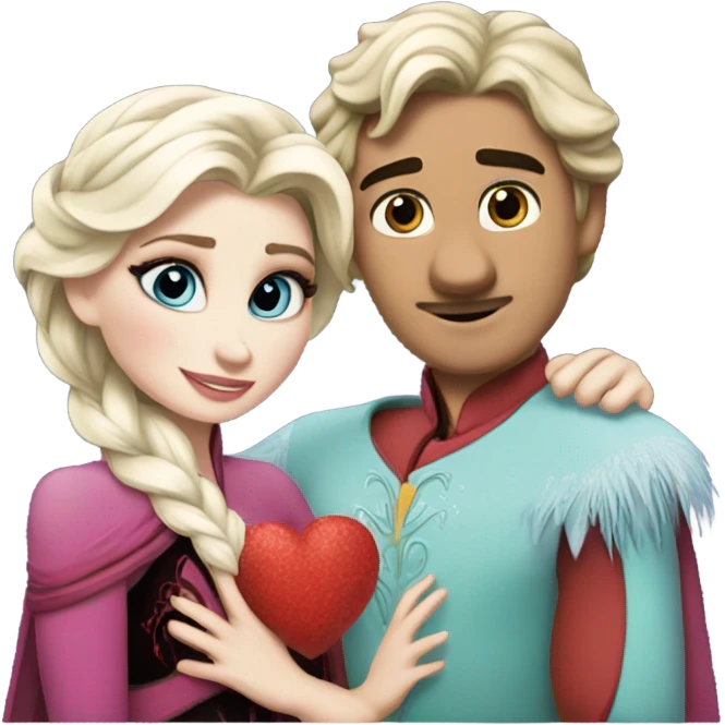 Elsa and Elmo in love emoji
