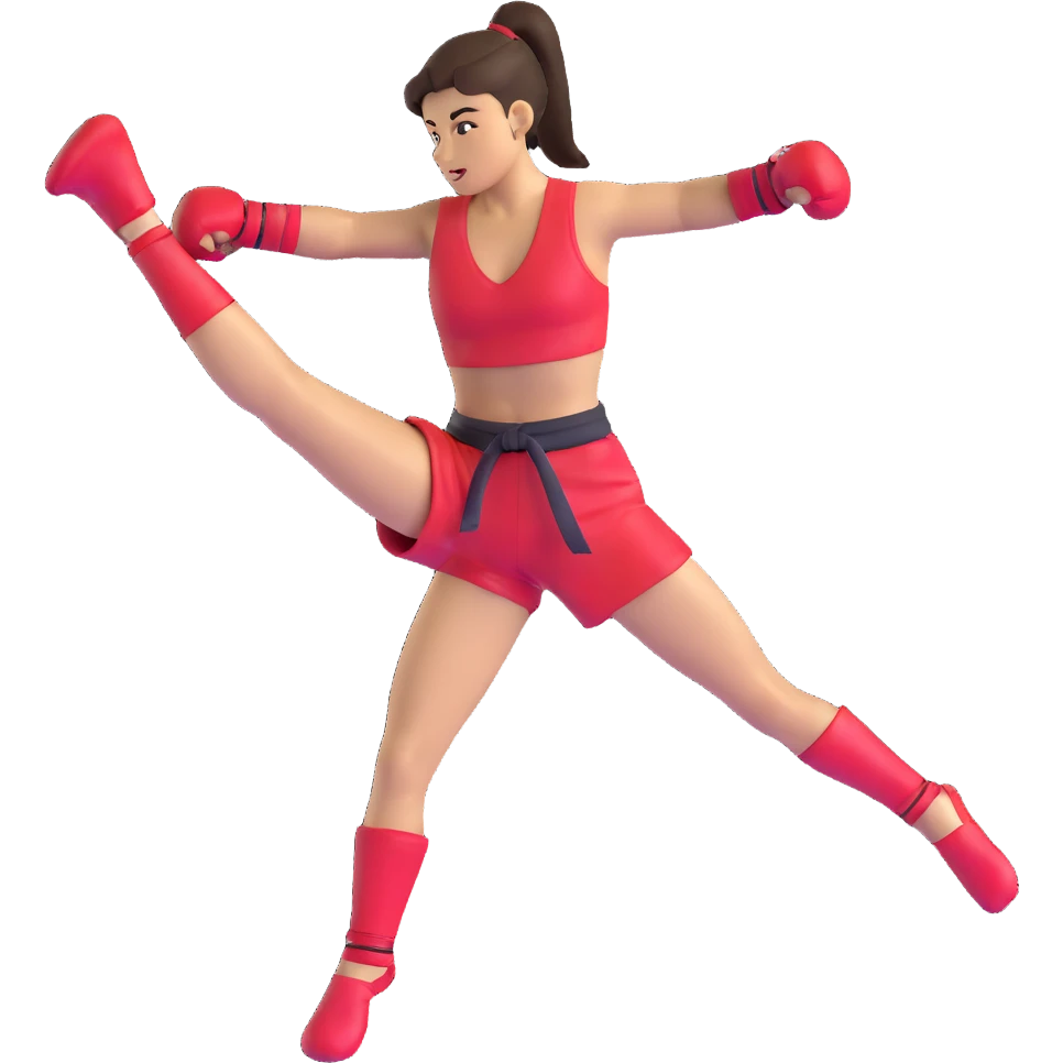 female kickboxer performing a high kick emoji