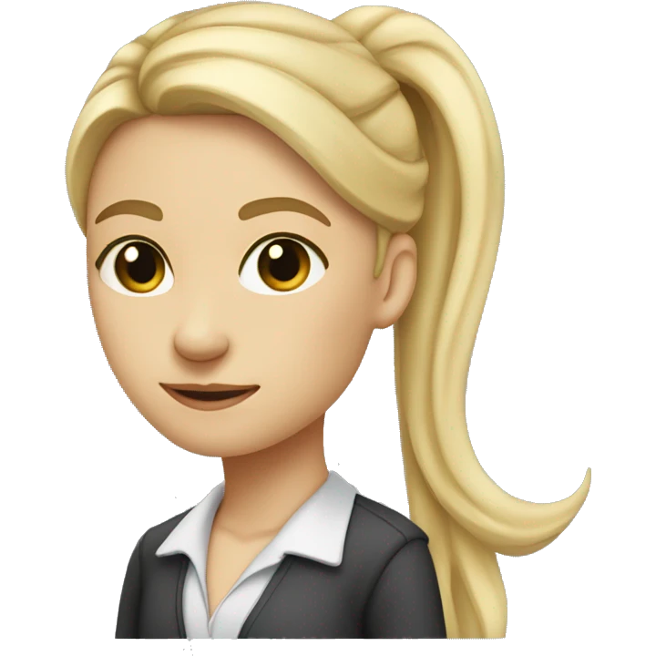 teacher long blonde ponytail thin light skin with small eyes eyes close together emoji