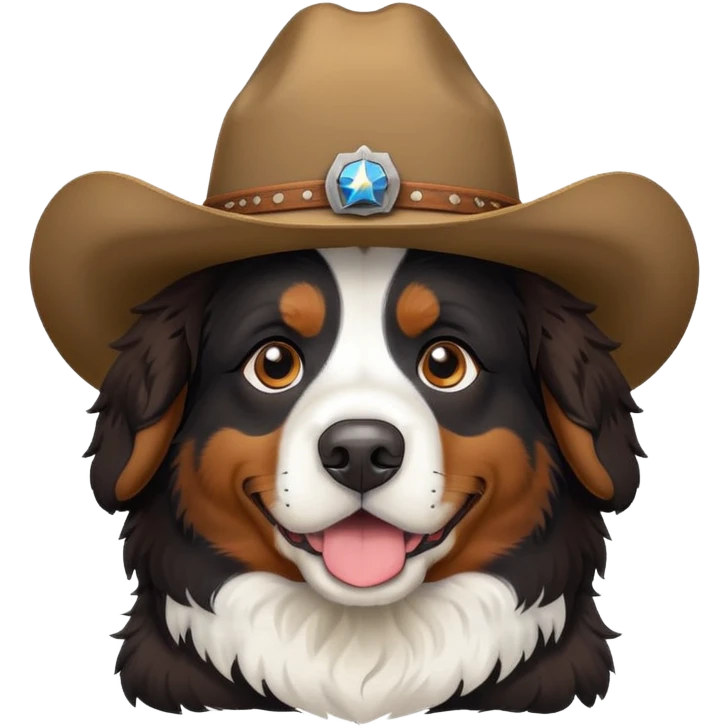Bernese mountain dog with cowboy hat emoji