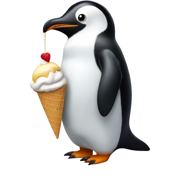 Penguin eating icecream emoji