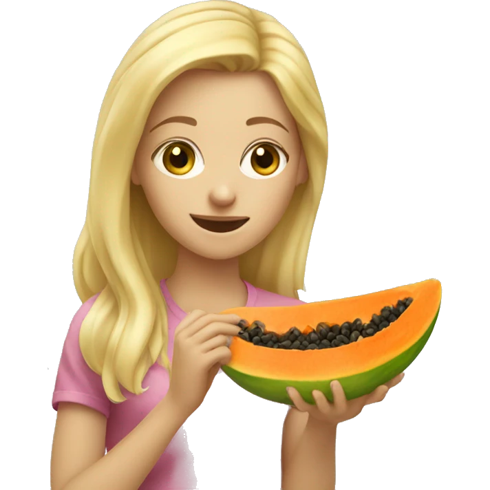Blond girl eating papaya emoji