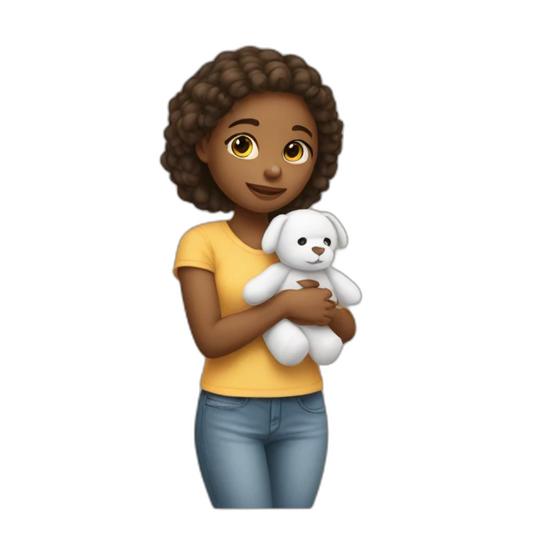 Une fille avec un doudou emoji
