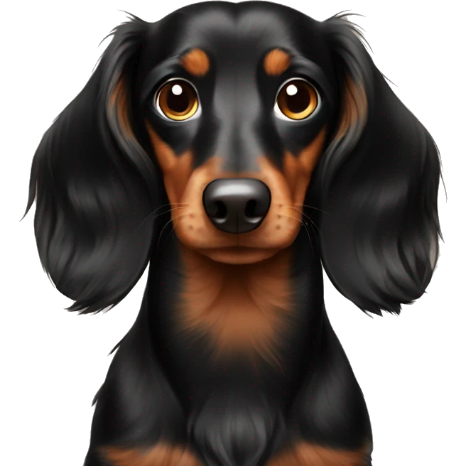 Black and Brown medium long haired dachshund  emoji