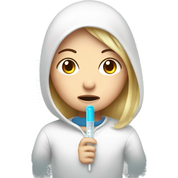 face sick girl with thermometer and fever emoji