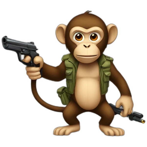 A monkey with a gun emoji