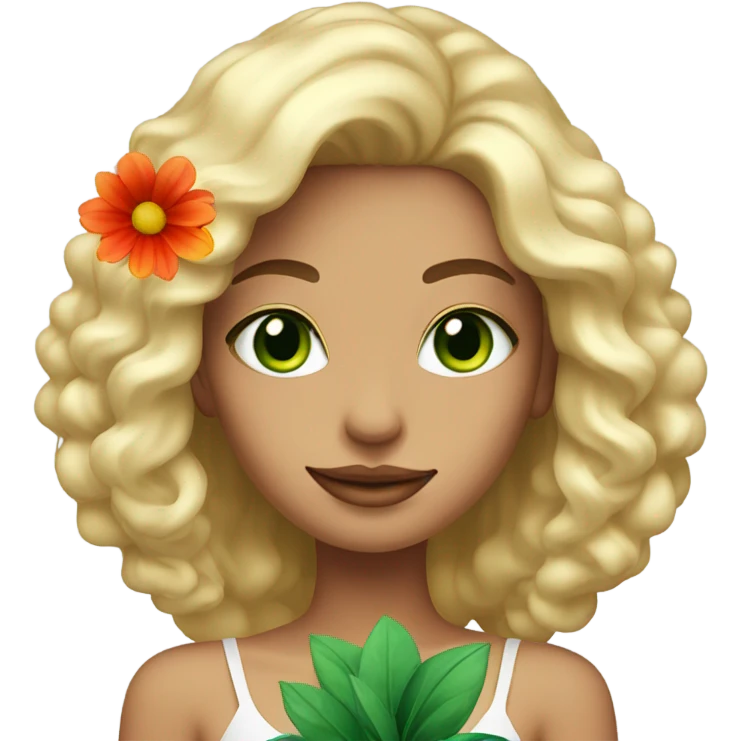 Green Eyed model with Flower emoji