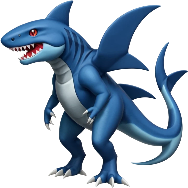 dark-deep-denim-steel-cobalt-blue 4-legged digitigrade land-shark-landhai-vernid-sharpedo-Draco-Salamence-Salandit-Litten-houndoom-hybrid-fusion-creature, full body emoji