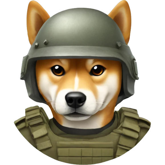 Angry Shiba Inu with soldier helmet emoji