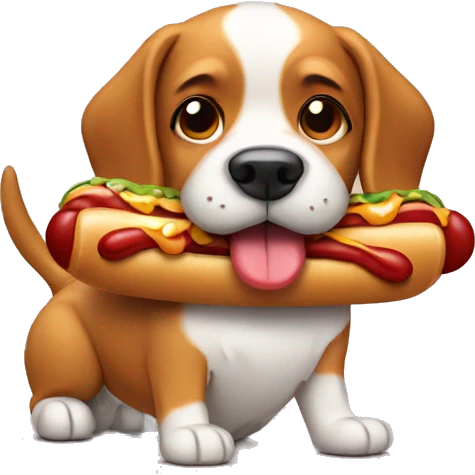 Dog  with hotdog emoji