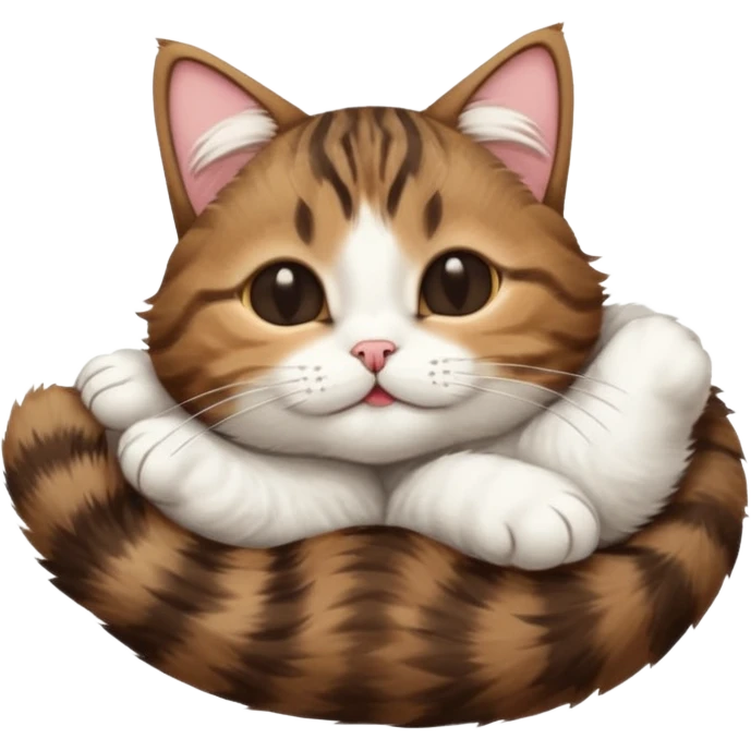 dark brown tabby and white cat in funny positions upside down with eyes closed emoji