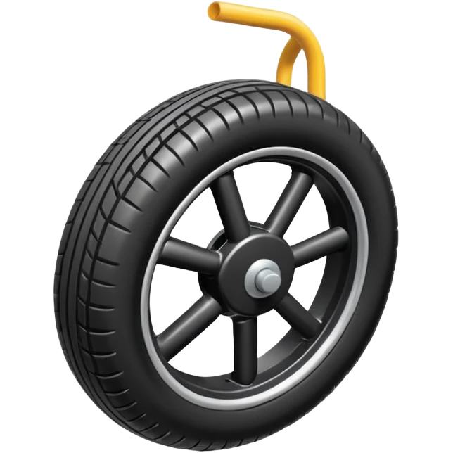 The aircraft's landing gear is one inflated, plump wheel with a strut, black in color, cartoon-style, isometric emoji