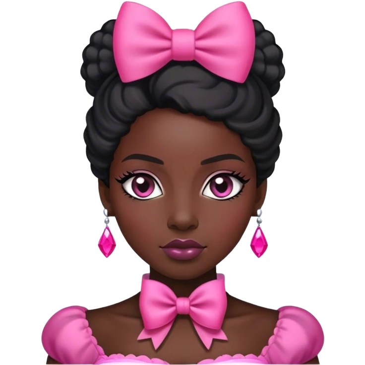 black queen with pink bow emoji