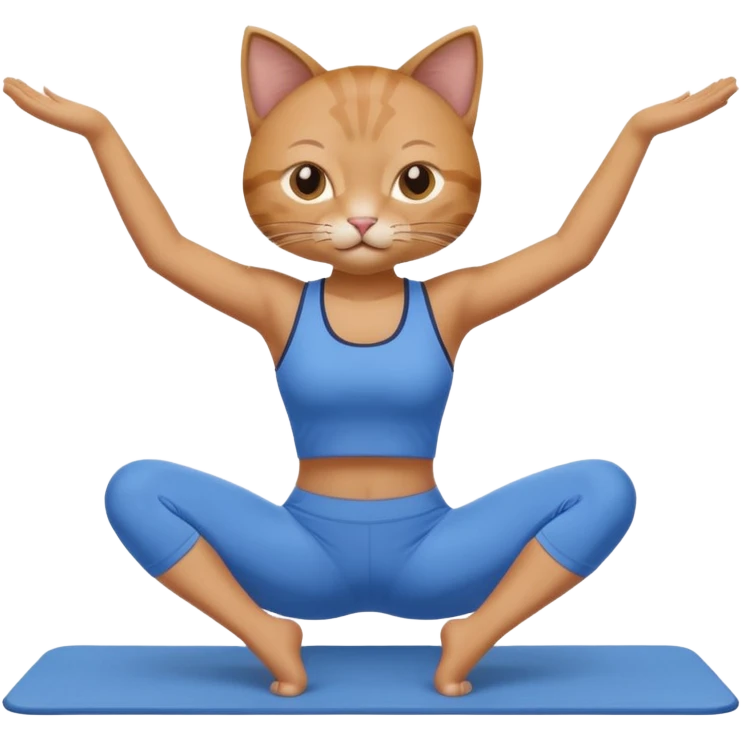 cat doing pilates wearing blue emoji