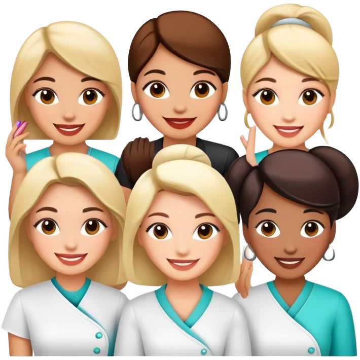 beauty salon team members standing together emoji