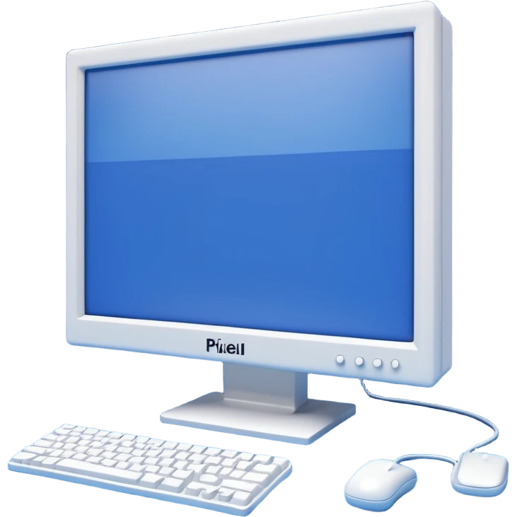 3D render of Blue Screen of Death, digital glitch art aesthetic, data corruption visual, computer monitor displaying a solid blue screen with white text, pixelated distortion, emoji style, isolated on white background --v 6.0. emoji