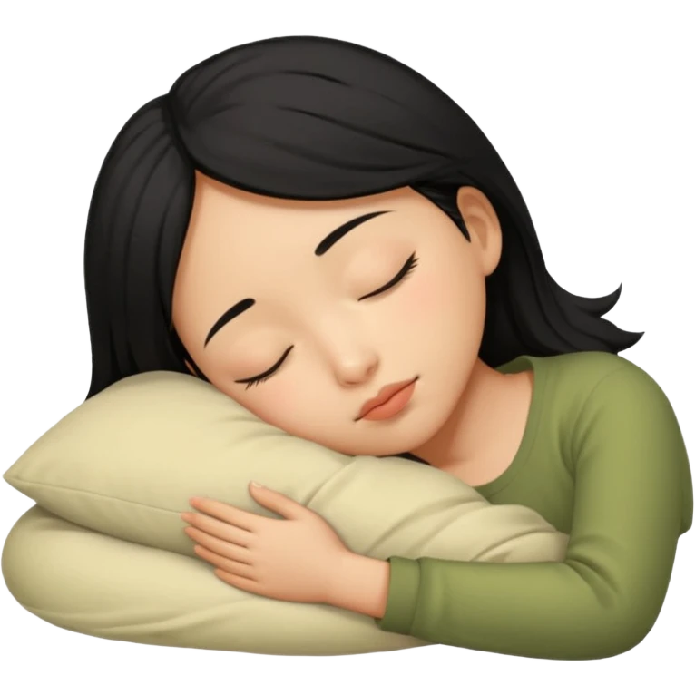 Black haired, olive-skinned Asian girl sleeping alone  emoji