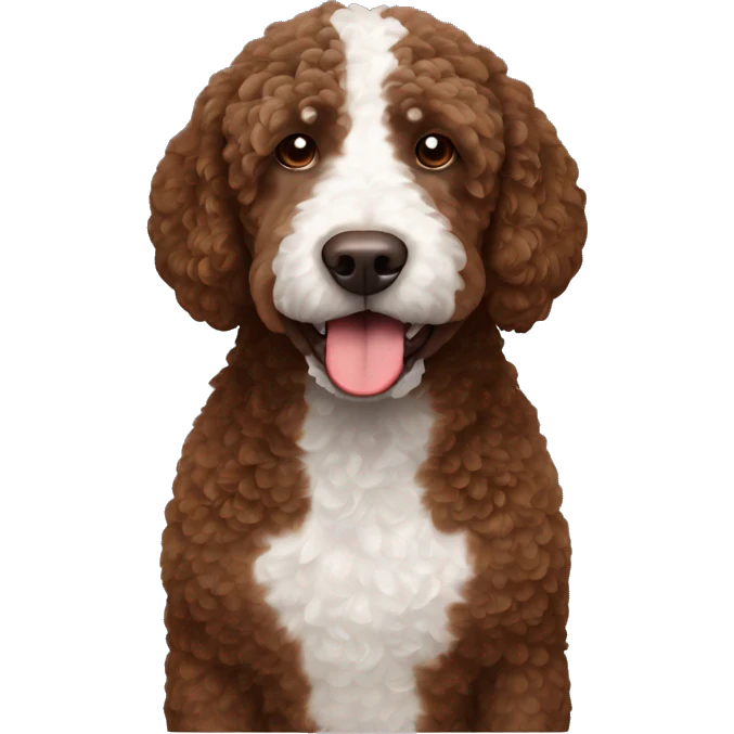 Brown Spanish water dog with white spot on chest  emoji