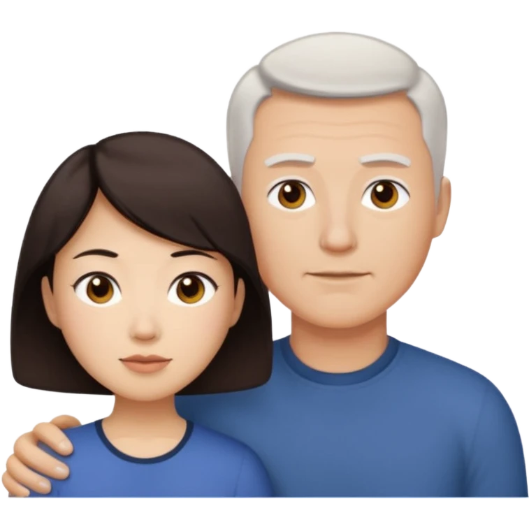 white dad with short buzzed brown hair and asian mom emoji