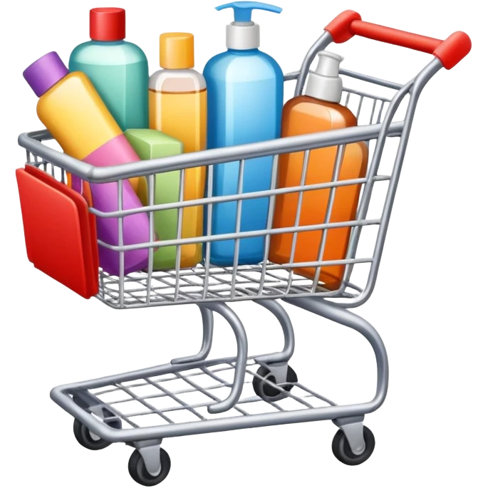 shopping cart full of beauty products emoji