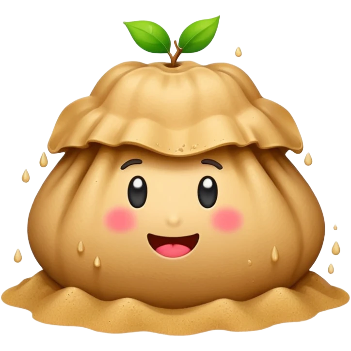 apple style emoji of a sandbag leaking sand, cute and easy to recognize emoji