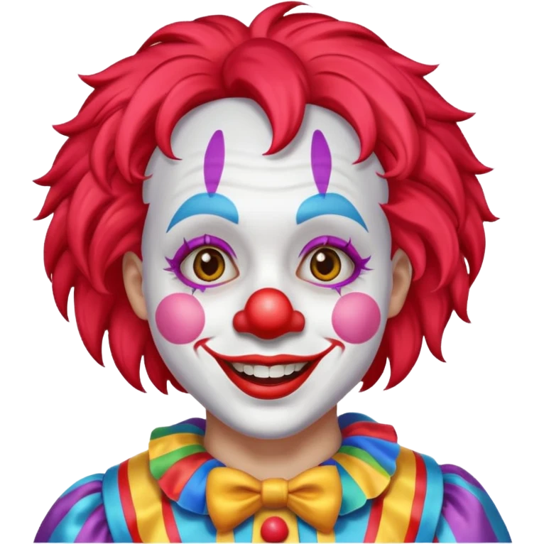 Clown – Bright makeup, red nose, colorful wig, exaggerated smile, full body emoji
