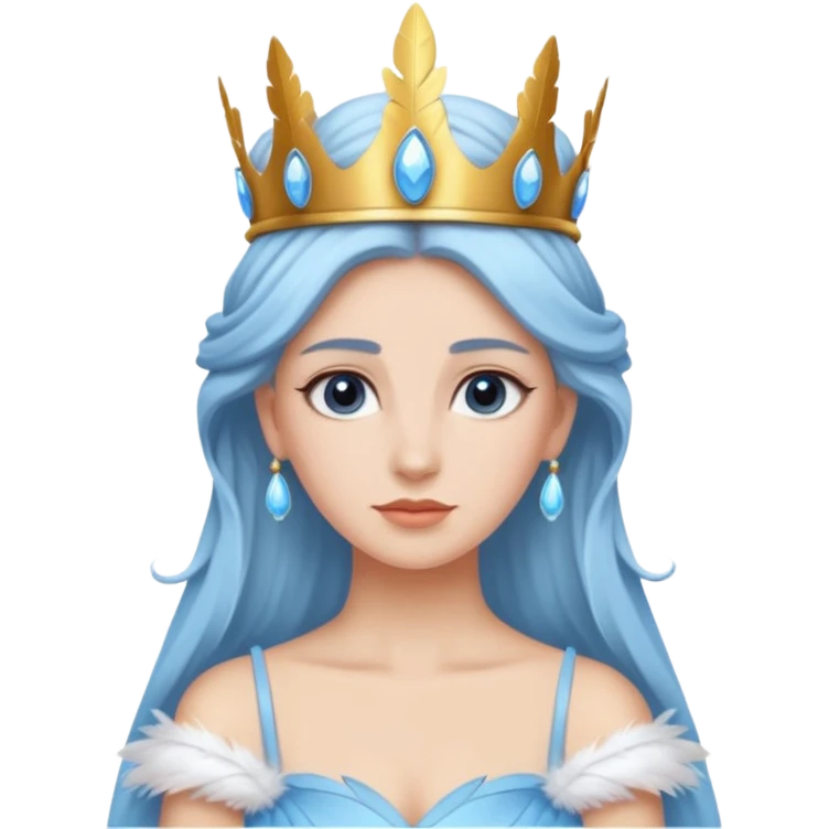 Sky Queen – feather crown + light-blue gown emoji