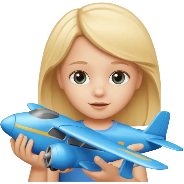 blonde child playing with plane emoji