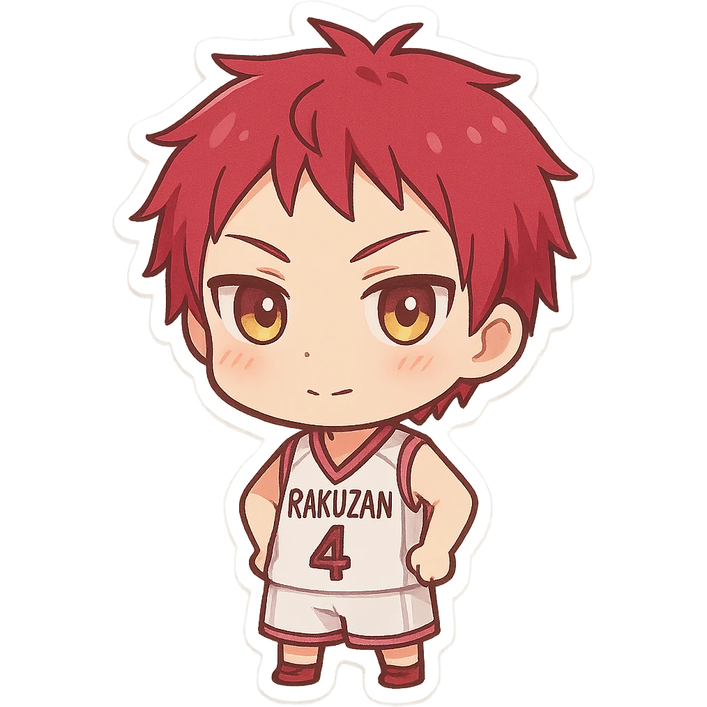 Akashi Seijuurou as a chibi icon, oversized head, big expressive eyes, cute proportions, simplified details emoji