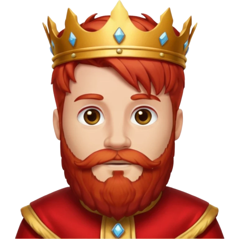 bearded king with no crown and red outfit red hair emoji