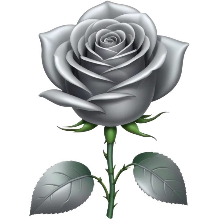 gray metal chrome rose, without green leaves, just flower emoji