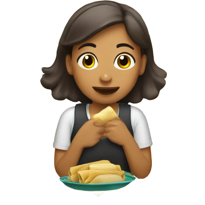 Girl eating tamales and enjoying them  emoji