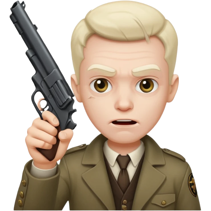 crazy mad man with gun pointing it  emoji