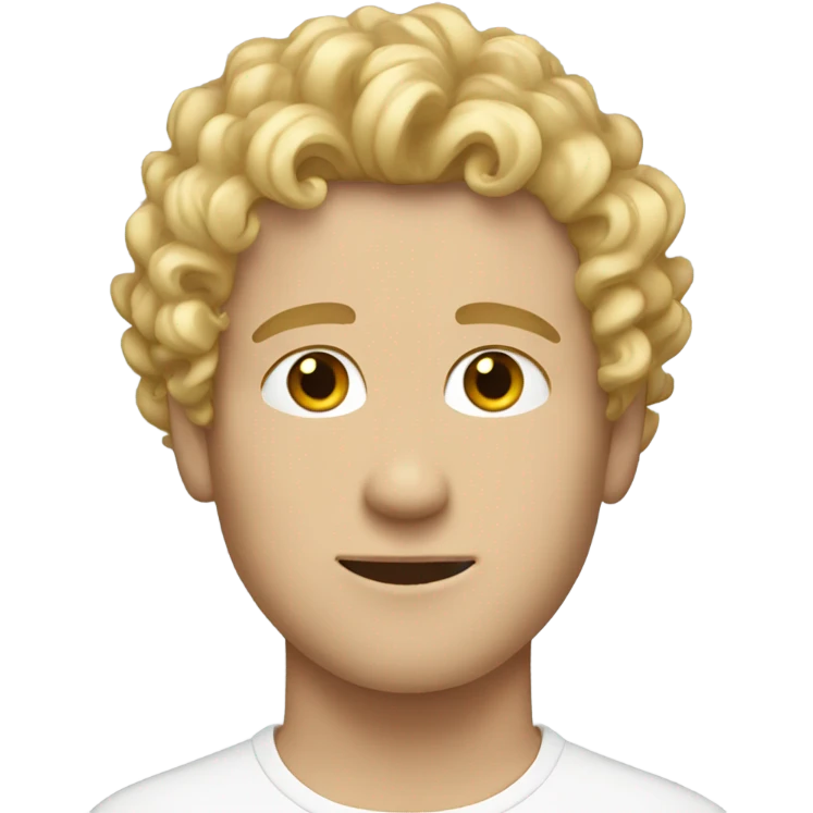 White guy with blonde kinda curly hair short face emoji
